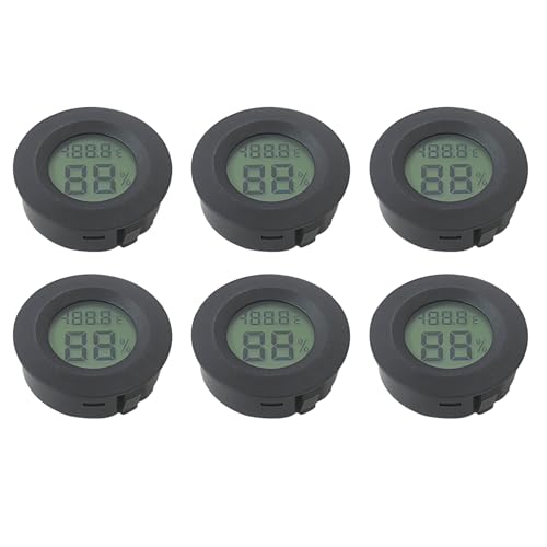 GRABOTE 6-Pack Digital Hygrometer Thermometer Set, Mini Humidity Temperature Monitor for Reptile Terrariums and for Greenhouses