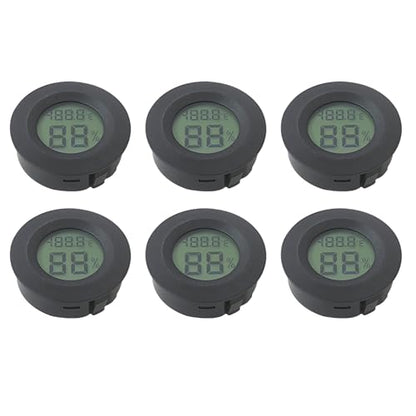 GRABOTE 6-Pack Digital Hygrometer Thermometer Set, Mini Humidity Temperature Monitor for Reptile Terrariums and for Greenhouses
