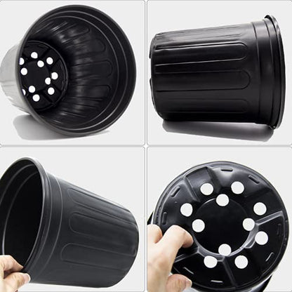 HECTOLIFE 100-Pack 1 Gallon Black Flexible Flower Plant Nursery Pots | Plastic Plant Pots with Drainage Holes,Garden Flower Pots for Succulents, Seedlings, Cuttings, Transplanting - size: 1 gallon, style: 100P