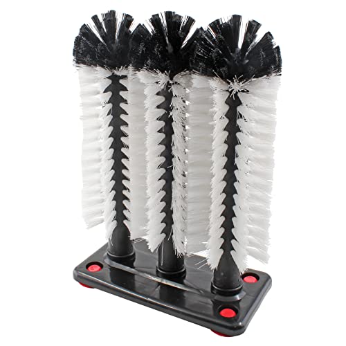 Bonsicoky 3 Long Brush Bar Glass Washer with Suction Base | Commercial Brush Cleaner, Bristle Brush for Kitchen Bar Beer Cup, For Long Leg Cup & Red Wine Glass, 10.2"x7.3"x3.7" - color: 10.4" Height
