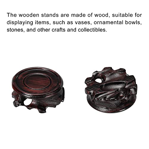 MECCANIXITY Wooden Stand Holders Displays Base 50mm Diameter Black for Vase Bonsai Stone Pack of 2