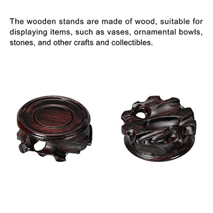 MECCANIXITY Wooden Stand Holders Displays Base 50mm Diameter Black for Vase Bonsai Stone Pack of 2