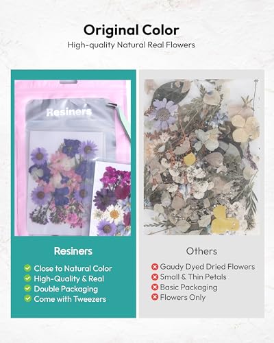 Dried Flowers, Resiners 58Pcs Pressed Flowers for Craft Purple Real Natural Dried Flowers Dry Leaves Kit for DIY Making Crafts Resin Soap Candle Scrapbook Supplies Card Making Jewelry - color: Violet 58pcs