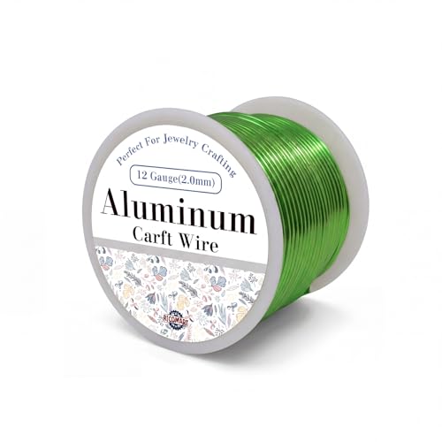 12 Gauge Aluminum Craft Wire Green 80FT 2mm, Jewelry Making, Flexible Bendable Armature Wire for Sculpting, Floral Crafts, Metal Wire Wrapping, DIY Art Projects & Wreath Making - color: Green, size: 12gauge