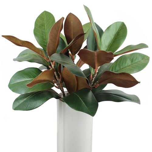 3Pcs Magnolia Leaves Artificial Branches Faux Greenery Stems Fake Leafs Faux Plant Stems for Vase Filling Floral Arrangement Table Centerpieces Indoor Outdoor Home Office Decoration