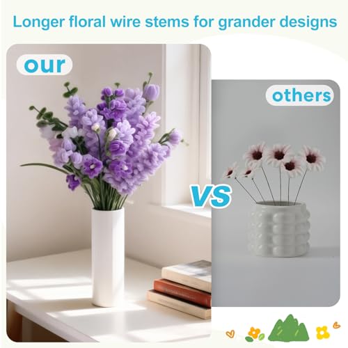 300PCS 22 Gauge 0.025 Inch Floral Wire, 14.17 Inch Long Floral Wire Stems | Flower Wire for Artificial Flower Making, Green Floral Wire Flower Stems for Light DIY Floral Arrangements, Wreath and Crafts - size: 22 Gauge