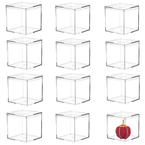 KissYou Acrylic Box for Candy Clear Display Boxes with Lid, 12 Pack Small Square Cube Containers with Lid for Wedding Birthday Graduation Party Cake,Candy Box - size: 2.36 x 2.36 x 2.36 Inch, style: 12 Pack