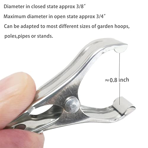40Pcs Garden Clips for Netting, 2'' Metal Greenhouse Clamps to hoop | Stainless Steel Body, Strong Spring Grip Fits 3/8 to 3/4 Inch Poles, Securing Netting, Shade Cloth and Plant Covers to Frames
