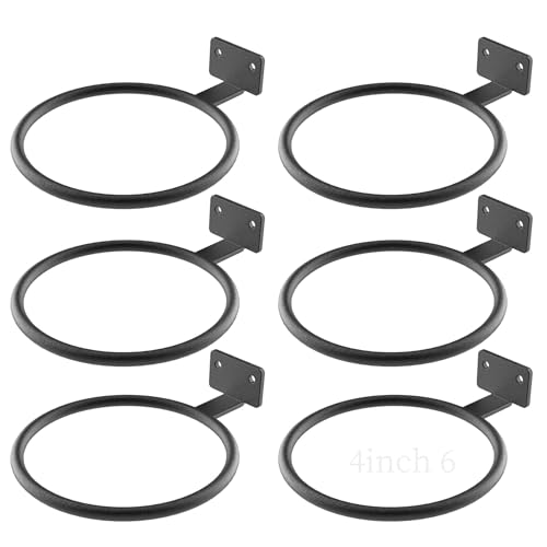 6Pack Black 4In Wall Mount Metal Flower Pot Rings Heavy Duty Plant Brackets | Sturdy rustproof metal planter ring holders Bulk,wall mounted saves space,perfect for indoor and outdoor flower pot display - color: Black/6pack, size: 4in