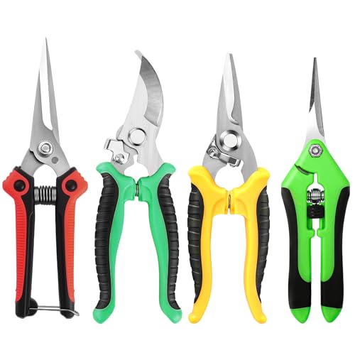 EWPJDK 4 Pack Garden Pruning Shears Scissors Clippers Stainless Steel | Gardening Shears, Gardening Shears, Pruning Snips for Gardening Tools, Securely Lock, Non-Slip, Ergonomically Designed - color: Multi-color
