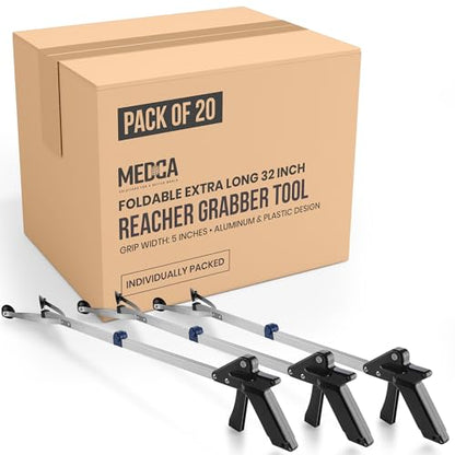 Reacher Grabber Tool - Gripping Device - Lightweight Durable Folding Claw Extends Arm Reach to 32 Inches Ideal Indoor and Outdoor Reaching Mobility Aid and Trash Grabber Picker Upper Tool (Case of 20)