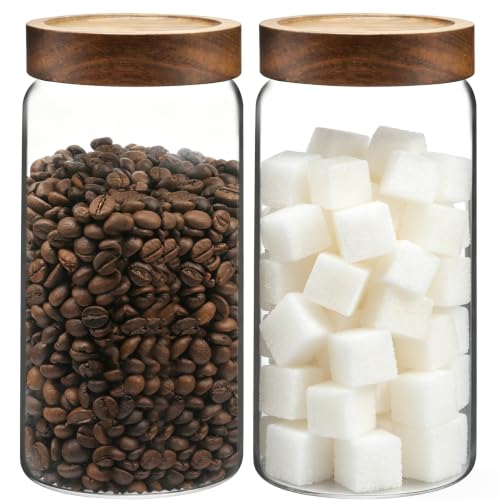 Glass Jar with Screw Top Lid 37oz Borosilicate Glass Spice Jars Seasoning Containers Kitchen Glass Food Storage Canisters for Pantry Liquid Tea Bath Salts Fermenting - color: 2×1100ml(37oz)