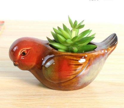 Animal Shaped Planter Flower Pot Bird Shape Small Succulent pots with Drainage Ceramic Animal Planter, Indoor Plant Container Planter with Drainage Hole Home Office Desk Garden (Bird) - color: Bird
