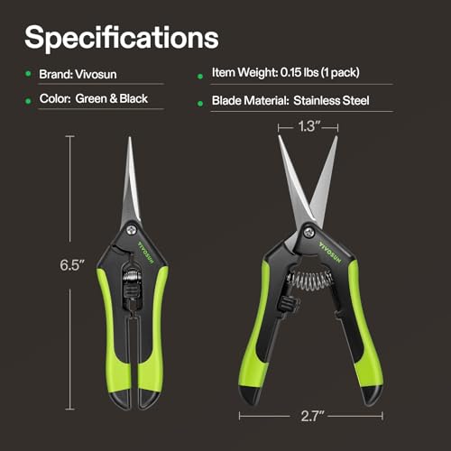 VIVOSUN 6.5 Inch Garden Scissors, Black Pruning Shears for Plants, 2-Pack - style: Black Straight Blade