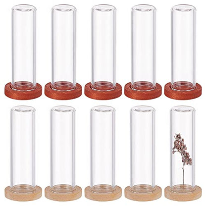 NBEADS 10 Sets Mini Cloche with Base, 1.57x0.47 Mini Eternal Flower Glass Cloche Clear Glass Display Case Flat Top Bell Jar Cloche for Centerpieces Plants Rocks Specimens Decorations Crafts - size: 1.69x0.47"(Flat top)