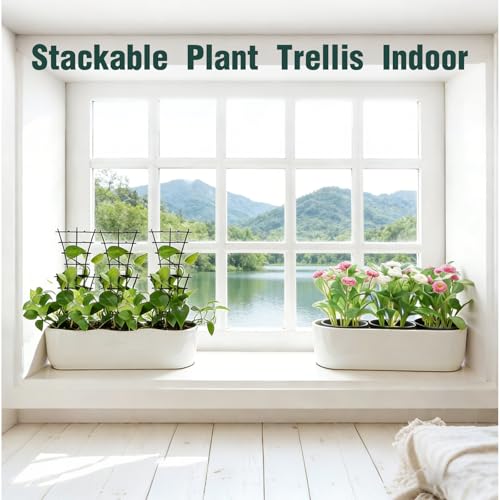 6 Pack Plant Trellis, Stackable Plastic Plant Support for Climbing