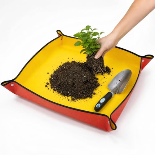 Foldable Indoor Plant Potting Mat for Transplanting and Mess Control, Portable and Easy-to-Clean (33/50 cm) (Yellow-Orange (50cm)) - size: Yellow-Orange (50cm)