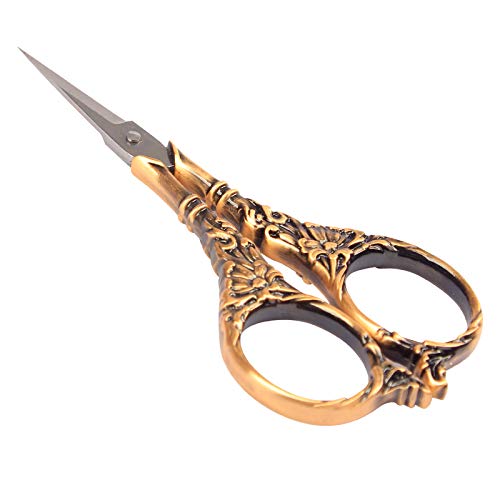 BIHRTC Vintage European Style Scissors Stainless Steel for Cross Stitch - color: Red Copper, size: 4.5 IN
