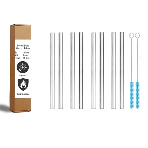 4 Inch Borosilicate Glass Tubing 8mm OD 1.5mm Wall, 8-Pack Clear Tubes - size: OD: 0.31in Length: 4in
