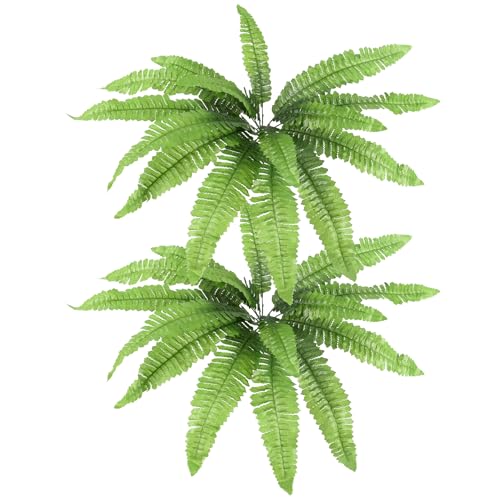 Artificial Fern 20 Inch 18 Fronds Fake Boston Ferns for Outdoor Indoors 2pcs Faux Fern Branches