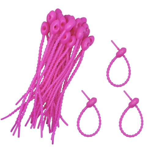 30pcs Silicone Self Locking Reusable Zip Ties for Fixing Bundling Organizing 4.7in Pastel Color Soft Cord Cable Strap Multi Purpose Twist Tie Clip for Garden Plant Home Kitchen Office (Hot Pink) - color: Hot Pink