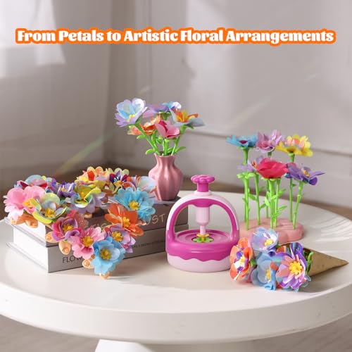 Fabric Flower Bouquet Craft Kit, DIY Arts & Crafts Toy for Kids, Creative Flower-Making Activity Set, Educational Preschool Toy, Perfect Birthday & Christmas Gift for Girls Ages 4 5 6 7 8+ (red) - color: red