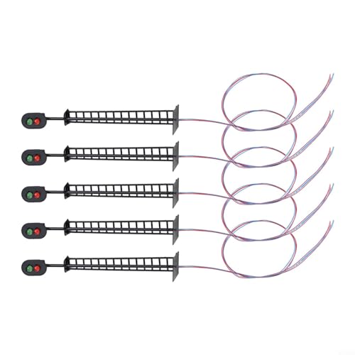 5PCS HO Scale Model Train LED Railroad Signal Lamps with 2/3 Light Pedestrian Posts 1:87 Scale Steel Pipe Construction Compatible with 3V/12V(Two Lights) - size: Two Lights
