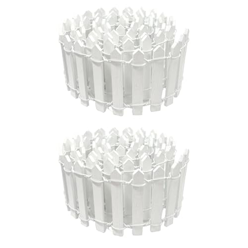 35 Inches Mini Fairy Garden Fence DIY Small Wood Decorative Picket Fence Micro Landscape Miniature Ornaments for Dollhouse, Crafts, Diorama Project, Plant Pot (White(2 PCS)) - color: White(2 Pcs)
