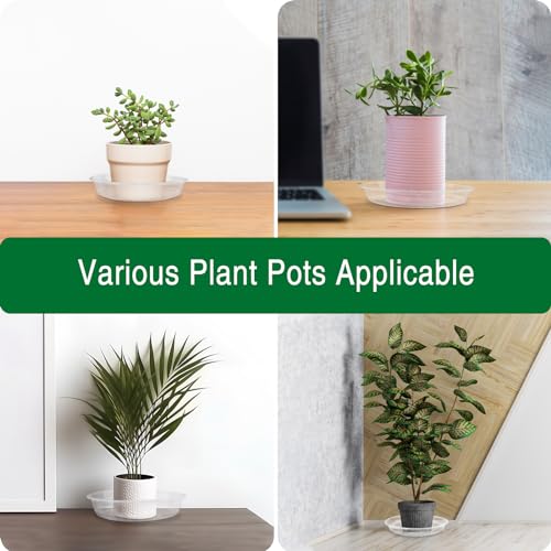 6 Pack Plant Saucers of 12 Inch, Clear Plastic Plant Trays for Pots Indoor Outdoor, Round Durable Sturdy Plant Water Catcher Tray for Drainage Decoration Protection