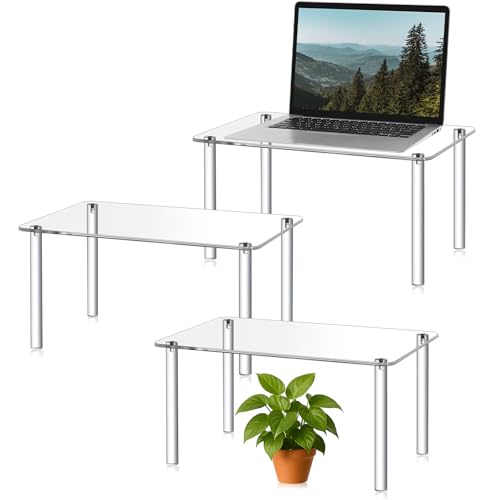 RattanView 3 Pcs 16, 15, 14 Inch Acrylic Risers Display Stands Plant Stand - color: Acrylic, size: 16×10×8 In，15×9×7 In， 14×8×6 in