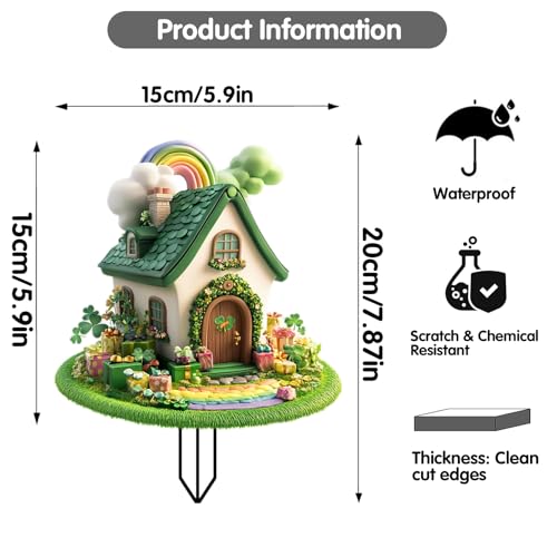 House Garden Stakes Decor Yard Acrylic - 2D Spring Garden Acrylic Sign Decoration, Yard Art, Gift for Nature Lovers, for Indoor & Outdoor Flower Pots, Yard, Mini Gardens & Lawn (5.9”x5.9”) Y34