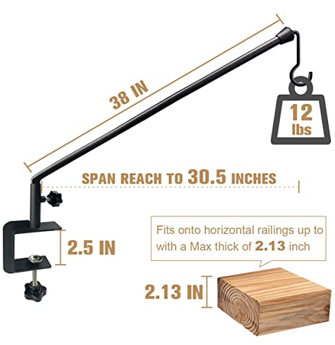 38 Inch Extended Reach Deck Hook Hanger for Railing, 2 Packs - size: 38 Inch 2 Pack