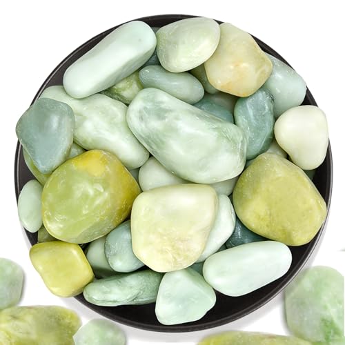 2.2lb Jade Pebbles for Indoor Plants, 1-2 Inch Decorative Rocks | Rocks for Potted Plants, Natural Polished Pebbles for Vases, Succulent, Planters, Landscaping Drainage and Outdoor Gardening - color: Jade, size: 1-2 Inch 2.2 Lb
