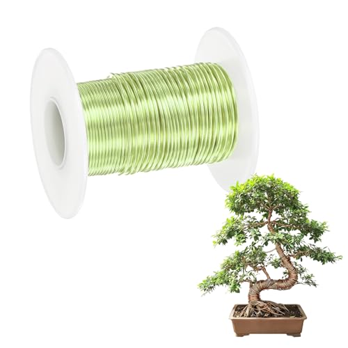 M METERXITY 1-Pack Bonsai Training Wire, 1mm x 49ft/15m Anodized Aluminum Bonsai Tree Wire for Fine Trunk/Gardening Branch/DIY Crafting [Grass Green] - color: Grass Green, size: 1mm x 49ft/15m