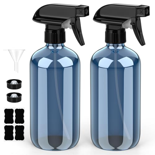 Bontip Glass Spray Bottle 16 oz for Cleaning, Plants (2 Pack, Indigo Blue) - color: Indigo Blue, size: 16 Ounces