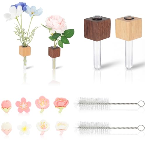 4PCS Mini Vase Magnets for Fridge,3D Wooden Magnetic Propagation Stations