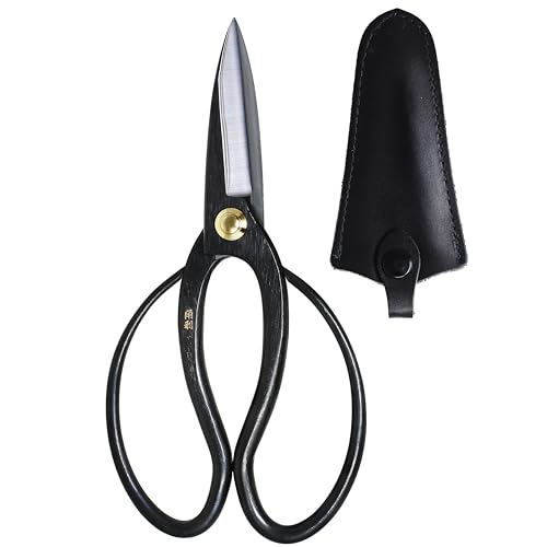 KAKURI Bonsai Scissors Long Blade Made in Japan 8", Japanese Carbon Steel Blade, Large Okubo Shears for Bonsai and Garden Use - style: Okubo (Long Blade)