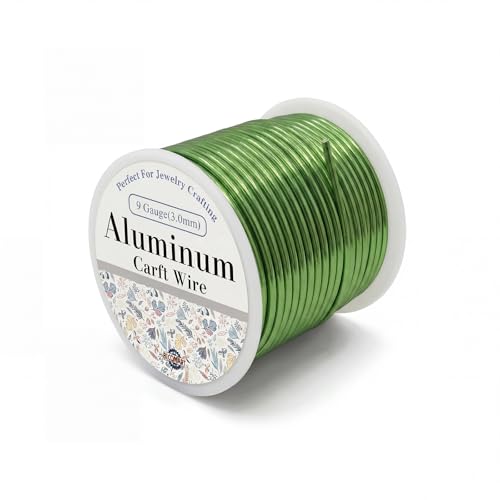 9 Gauge Aluminum Craft Wire Green 40FT 3mm, Jewelry Making, Flexible Bendable Armature Wire for Sculpting, Floral Crafts, Metal Wire Wrapping, DIY Art Projects & Wreath Making - color: Green, size: 9gauge