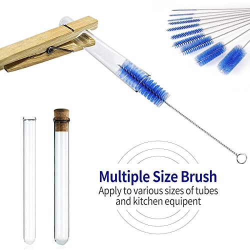 CiaraQ Bottle Cleaning Brushes, 8 Inch Nylon Tube Brush Set, Cleaner for Narrow Neck Bottles Cups with Hook, Set of 10pcs. (Pack of 2) - color: Navy Blue, size: 8.0 Inch (10pcs) (Pack of 2)