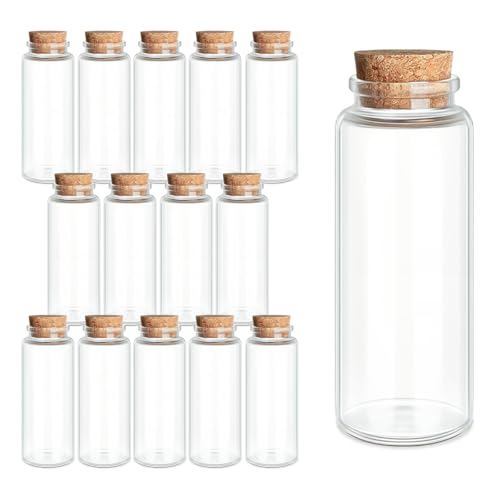 JIUYUE 15-Pack 1.35 oz (40ml) Small Glass Bottles with Cork Stoppers | Small Glass Jars for Spell Bottles, Potion Bottles, DIY Party Favors, Travel Memories & Plant Propagation - color: 15pcs