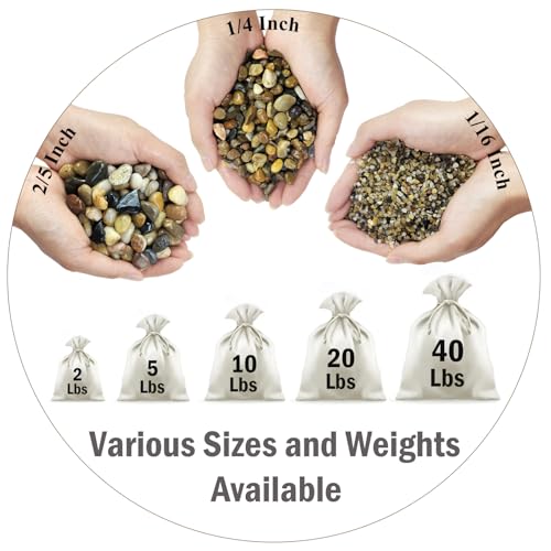20 lbs Pea Gravel for Landscaping, 2/5 Inch River Rock, Aquarium Gravel | Fish Tank Gravel Rock Pebbles for Indoor Plant, Landscaping, Outdoor Garden, Succulent, Drainage, Vase, Fountain - size: 2/5 Inch