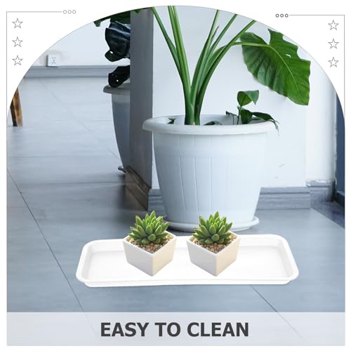 Yardwe 10Pcs Rectangular Plant Tray, Plastic Flower Pot Saucer, Reusable Bonsai Pot Tray, Ideal for Indoor and Outdoor Plants, Prevents Overwatering, Easy to Clean, 15.66 X 5.90 Inch, White - color: White