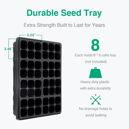 SOLIGT Thick Plastic 5-Set Strong Seed Starter Trays with 5" Humidity Domes | for Seed Starting, Germination, Seedling Propagation & Plant Growing, Holds 240 Cells in Total - size: 5 Set