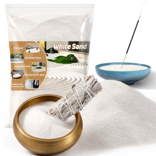RAINFLOW 15oz Fine White Sand - Quartz Sand for Crafts & Decor | Decorative Sand for Aquarium Tank, Wedding Unity Ceremony, Zen Garden, Vase Filler & Incense Burner & Substrate - color: White, size: 15 OZ