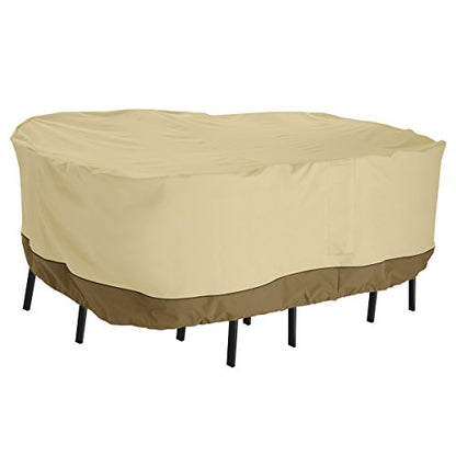 Classic Accessories Veranda Water-Resistant 108 Inch Rectangular Patio Bar Table & Chair Set Cover, Patio Covers for Outdoor Furniture - size: 108"L x 82"W x 34"H