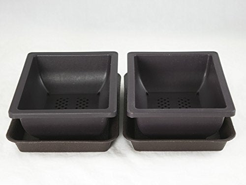 2 Sets Rectangular Plastic Cactus & Succulent Planter, Bonsai Training Pot + Tray - 6.25"x 4.75"x 2"
