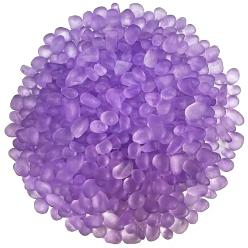 0.89LB Light Purple Aquarium Glass Stones Glass Pebbles for Fish Turtle Tanks Decorations Aquarium Gravel Fish Tank Rocks, Glass Gems Stones Beads Pebbles Rock Sand for Vase Filler Decorations - color: Light Purple
