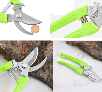 Garden Flower Shears Pruning Shears 6.9 inches Scissors Heavy Duty Plant Scissors for Cutting Flowers, Trimming Plants, Bonsai, Fruits Picking (Green Handle) - style: Green Handle