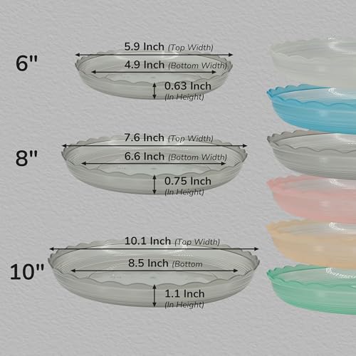 12Pcs Clear Plant Saucer, 6 8 10 Inch Durable Plastic Plant Tray, Round Plant Pot Saucers, Drip Tray for Indoor and Outdoor Garden, Green - color: Green(6" 8" 10")