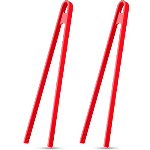Patelai 2 Pcs 11.8 Inch Silicone Cooking Tongs Tweezers,Red - color: Red